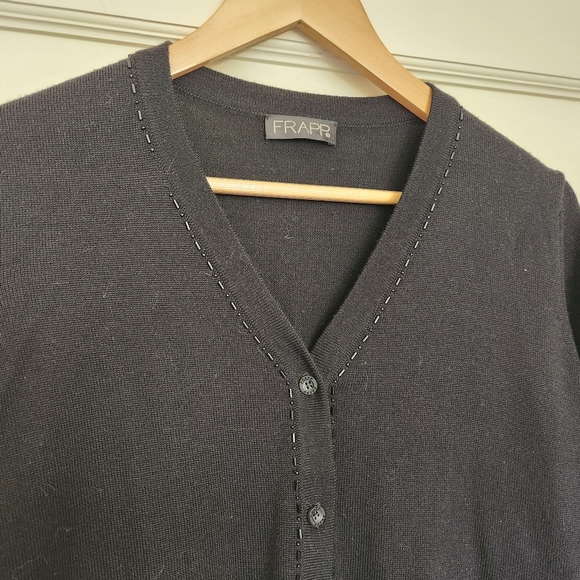 FRAPP 100% Wool Fancy Beaded Cardigan - Picture 5 of 10